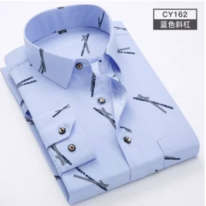 New Men'S Shirt Long Sleeve Thin Spring/Summer Print Free Ironing Business Casual Slim Fashion Breathable Shirt